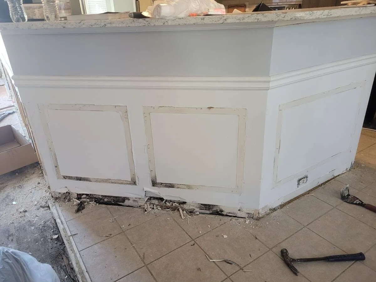 Water damage and mold on kitchen during Burst Pipe Cleanup in Vero Lake Estates